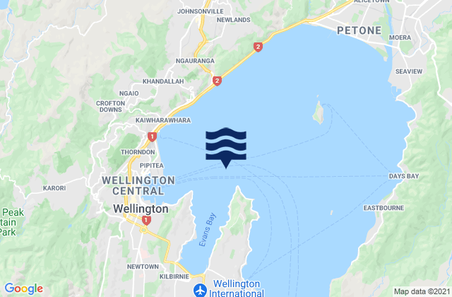 Mappa delle Getijden in Kau Bay, New Zealand