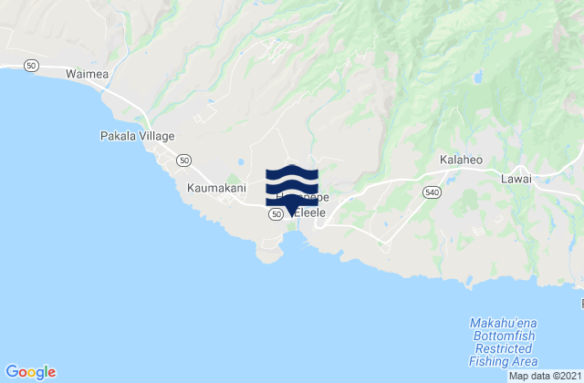 Mappa delle Getijden in Kauai Island, United States