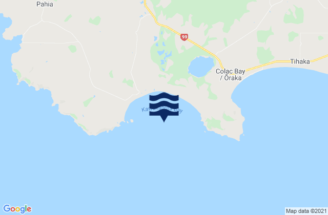 Mappa delle Getijden in Kawakaputa Bay, New Zealand