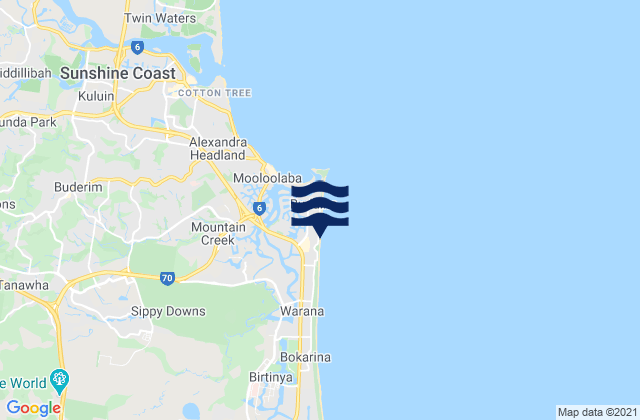 Mappa delle Getijden in Kawana Beach, Australia