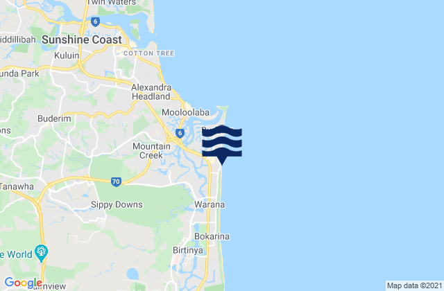 Mappa delle Getijden in Kawana Waters, Australia