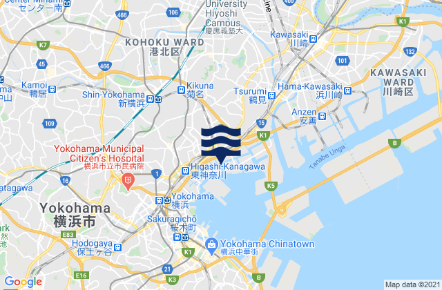 Mappa delle Getijden in Kawasaki-shi, Japan