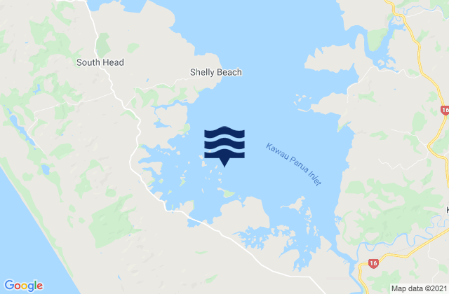Mappa delle Getijden in Kawau Parua Inlet, New Zealand
