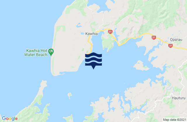Mappa delle Getijden in Kawhia Harbour, New Zealand
