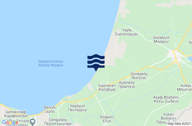 Mappa delle Getijden in Kaziverá, Cyprus