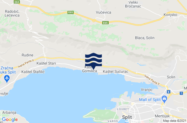 Mappa delle Getijden in Kaštel Gomilica, Croatia