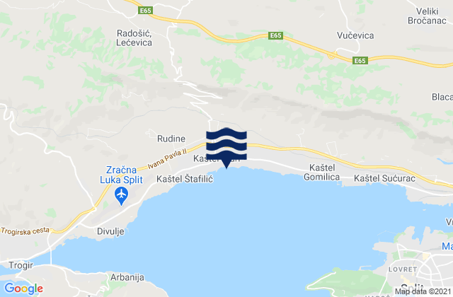 Mappa delle Getijden in Kaštel Stari, Croatia