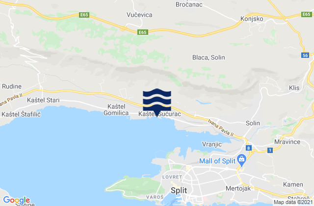 Mappa delle Getijden in Kaštel Sućurac, Croatia