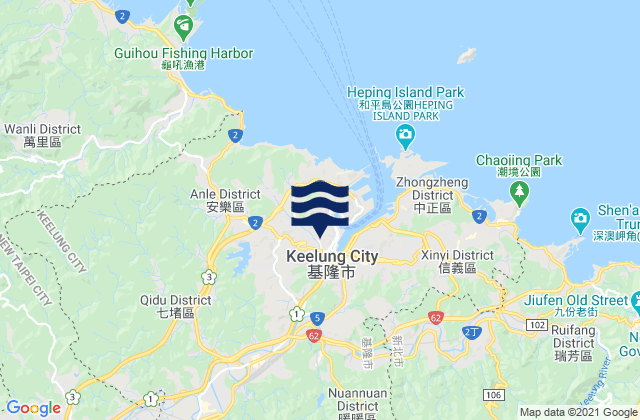 Mappa delle Getijden in Keelung, Taiwan