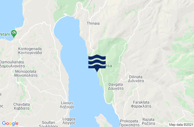 Mappa delle Getijden in Kefallonia Regional Unit, Greece