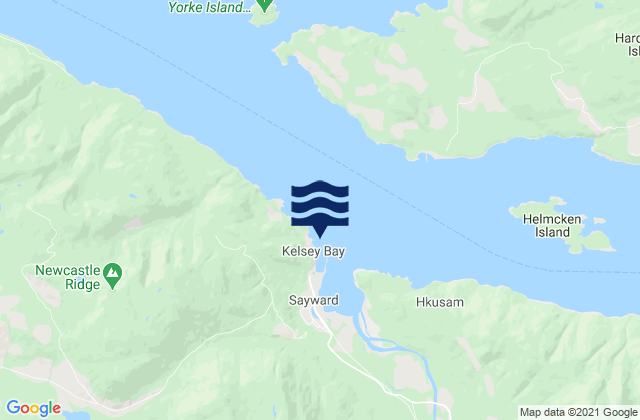 Mappa delle Getijden in Kelsey Bay, Canada