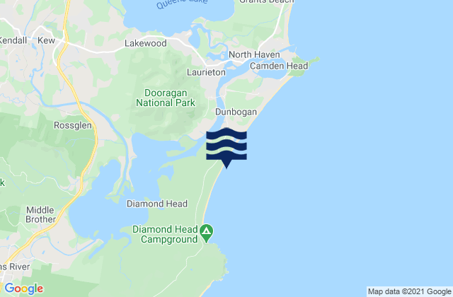 Mappa delle Getijden in Kendall, Australia