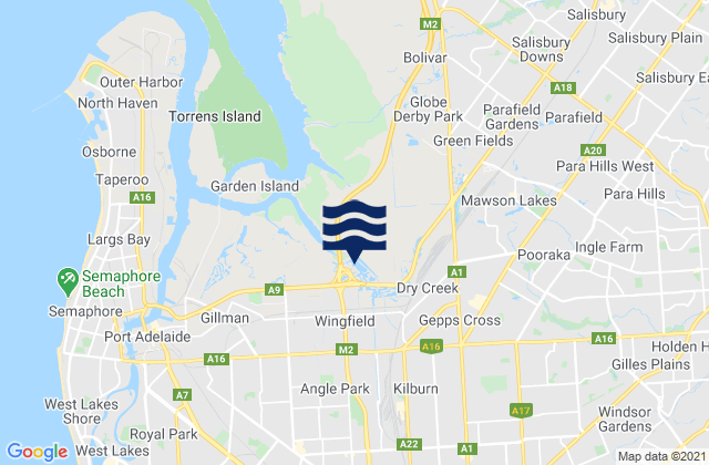 Mappa delle Getijden in Kensington Gardens, Australia