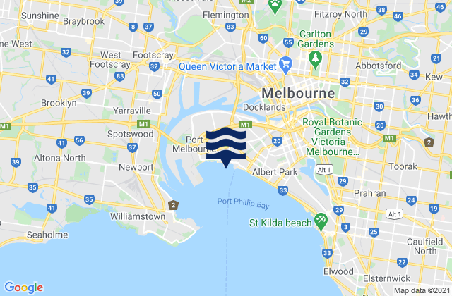 Mappa delle Getijden in Kensington, Australia