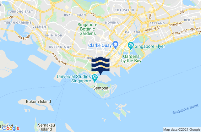 Mappa delle Getijden in Keppel Harbour, Singapore