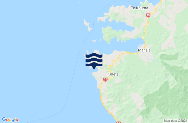 Mappa delle Getijden in Kereta Bay, New Zealand