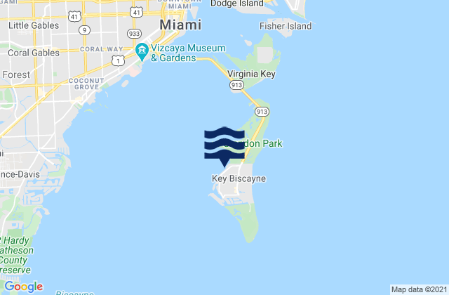 Mappa delle Getijden in Key Biscayne (Biscayne Bay), United States