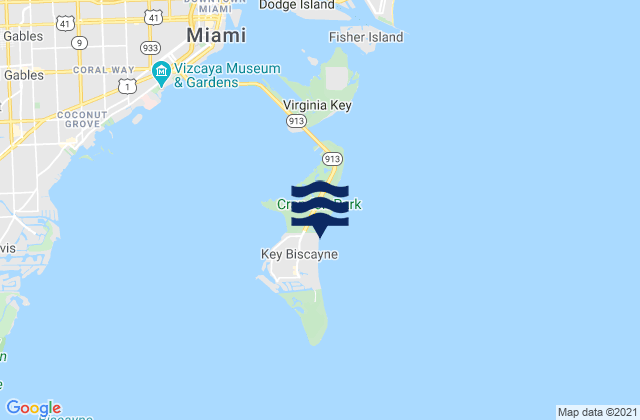 Mappa delle Getijden in Key Biscayne, United States