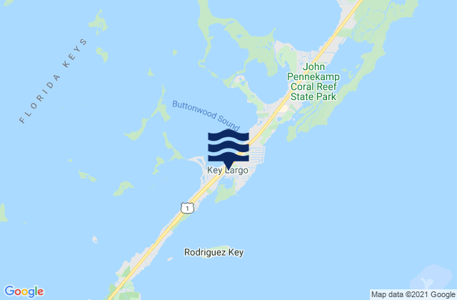 Mappa delle Getijden in Key Largo, United States