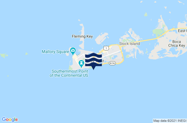 Mappa delle Getijden in Key West (South Side White Street Pier), United States