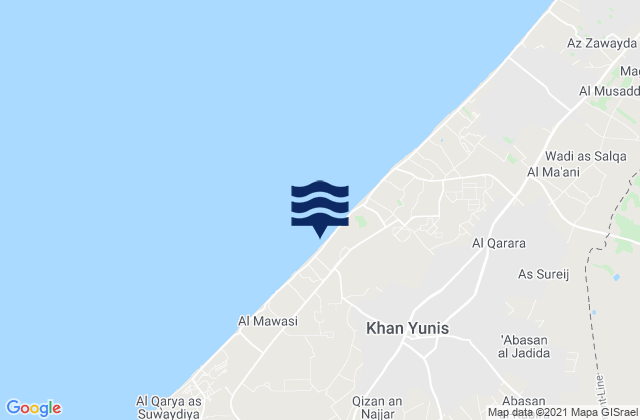 Mappa delle Getijden in Khān Yūnis, Palestinian Territory