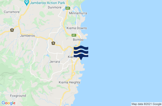 Mappa delle Getijden in Kiama, Australia