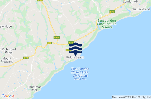 Mappa delle Getijden in Kidd's Beach, South Africa