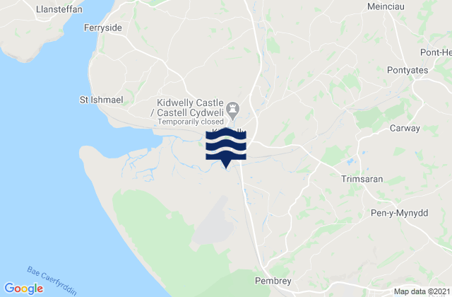 Mappa delle Getijden in Kidwelly, United Kingdom
