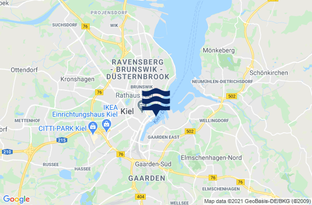 Mappa delle Getijden in Kiel Port, Germany