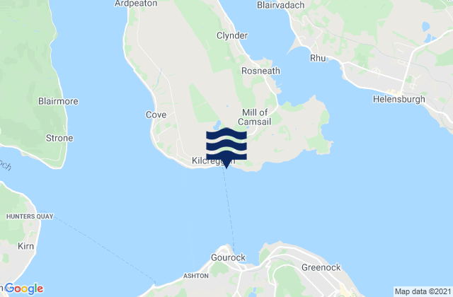 Mappa delle Getijden in Kilcreggan Bay, United Kingdom