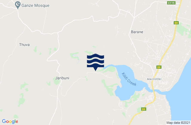 Mappa delle Getijden in Kilifi, Kenya