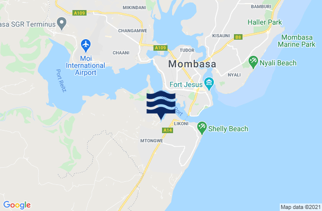 Mappa delle Getijden in Kilindini Harbour, Tanzania