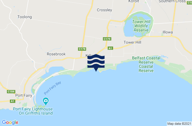 Mappa delle Getijden in Killarney Beach, Australia