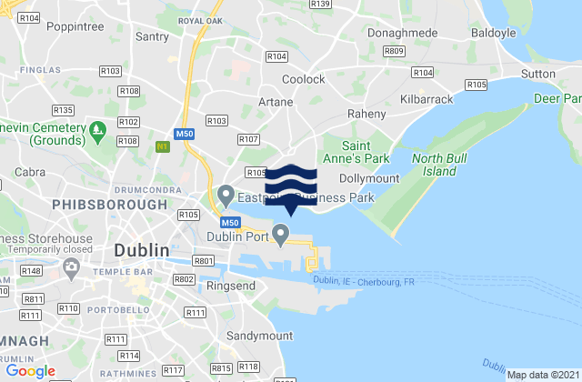 Mappa delle Getijden in Killester, Ireland