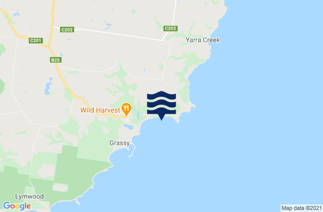 Mappa delle Getijden in King Island (Grassy), Australia