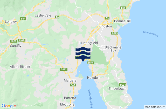 Mappa delle Getijden in Kingborough, Australia