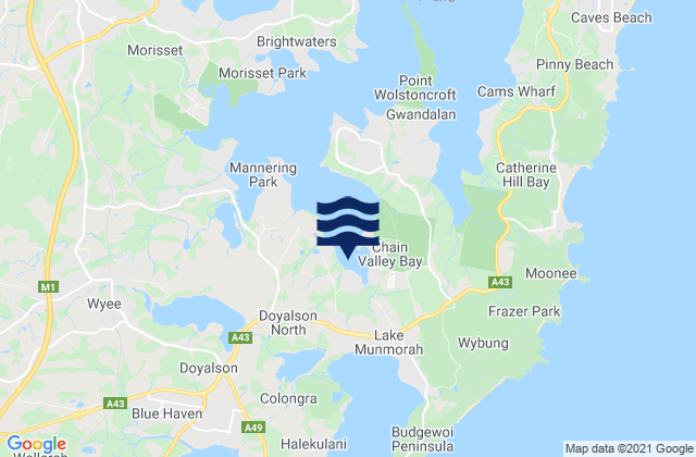 Mappa delle Getijden in Kingfisher Shores, Australia