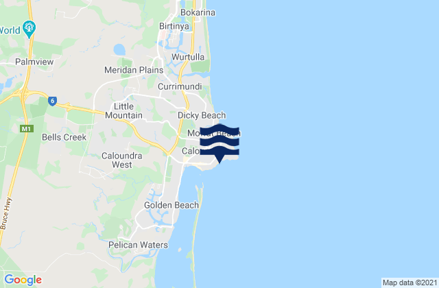 Mappa delle Getijden in Kings Beach, Australia