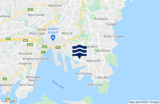 Mappa delle Getijden in Kingsford, Australia