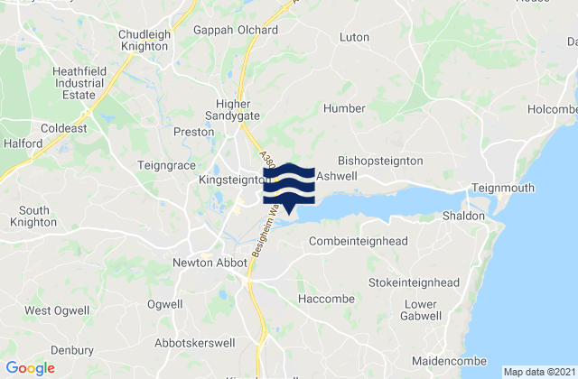 Mappa delle Getijden in Kingsteignton, United Kingdom