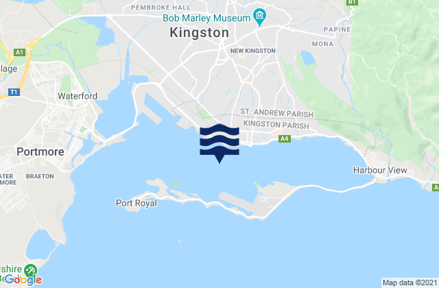 Mappa delle Getijden in Kingston Harbour, Jamaica