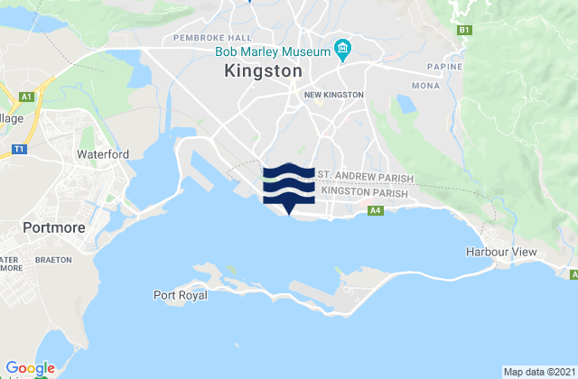 Mappa delle Getijden in Kingston, Jamaica