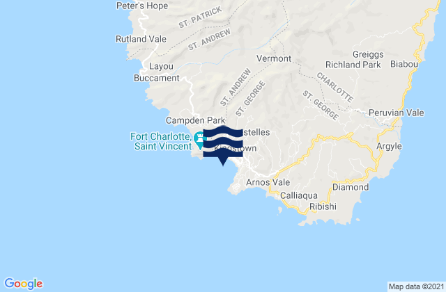 Mappa delle Getijden in Kingstown, Martinique