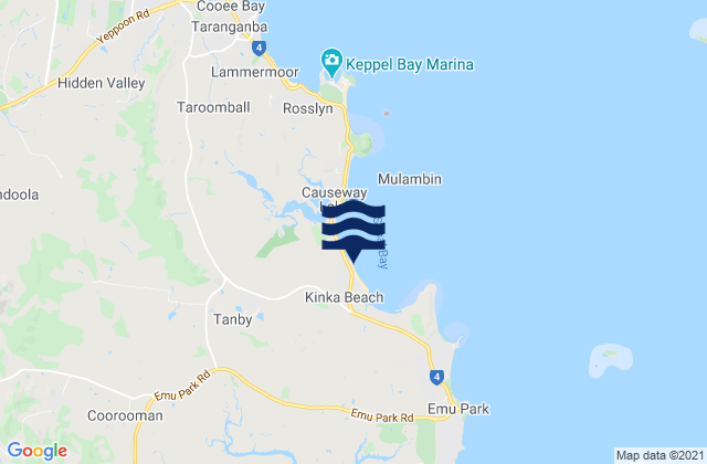 Mappa delle Getijden in Kinka Beach, Australia