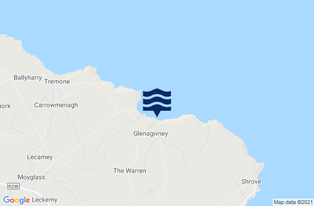 Mappa delle Getijden in Kinnagoe Bay, Ireland