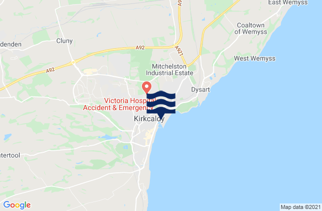 Mappa delle Getijden in Kirkcaldy Harbour, United Kingdom