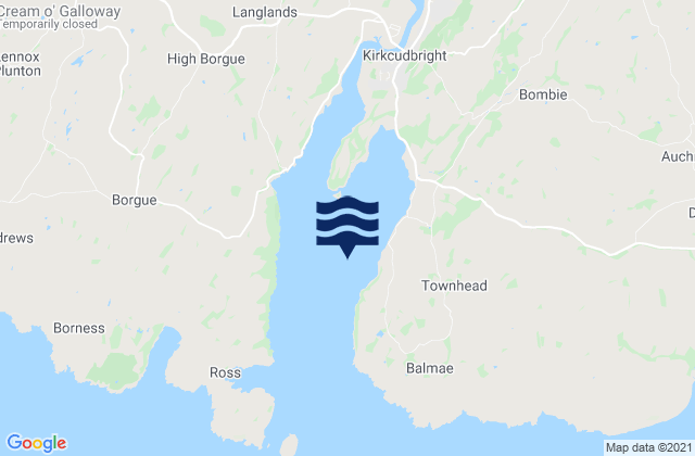 Mappa delle Getijden in Kirkcudbright Bay, United Kingdom