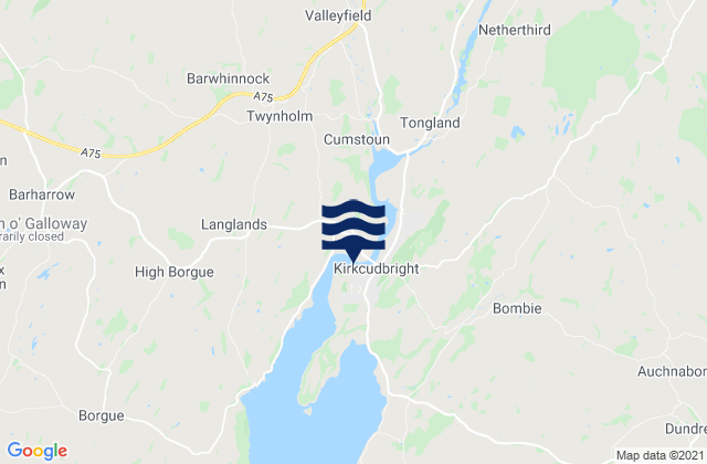 Mappa delle Getijden in Kirkcudbright, United Kingdom