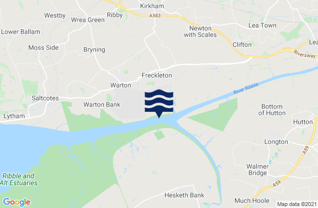 Mappa delle Getijden in Kirkham, United Kingdom