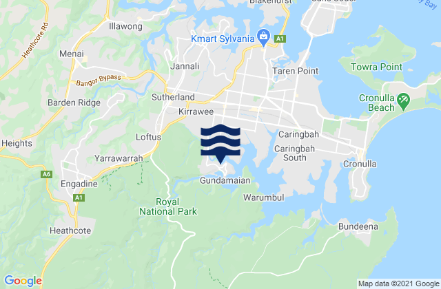 Mappa delle Getijden in Kirrawee, Australia